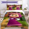 Masha Bear Customize Your Name Bedding Set Breathable Duvet Cover with Pillowcases Home Decoration Birthday Gift