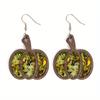 Colorful Pumpkin Eyecatching Earrings Wooden Festive Jewelry For Fall Celebrations