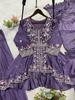 Vibrant Flora Embroidered Peplum & Sharara Suit Set
