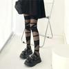 Ultrathin Women Spicy Girl Bandage Stripe Long Stockings Female Japanese Lolita Sexy Summer Cross Tube White Stockings