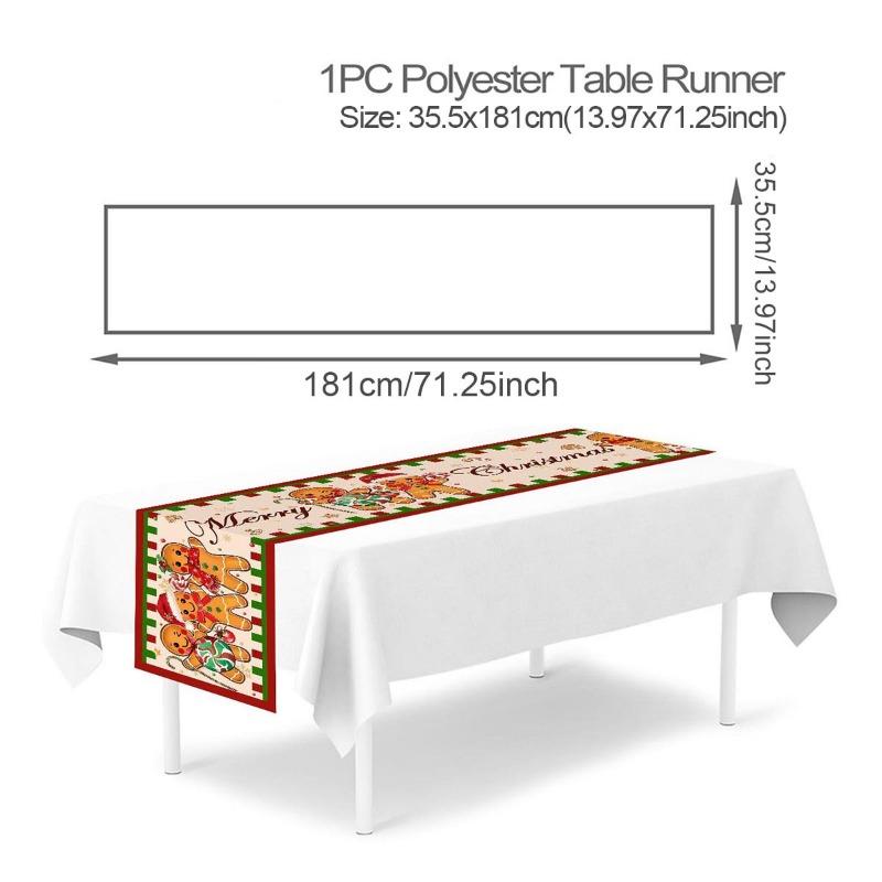 1pcs Polyester Gingerbread Table  Christmas Dining Decor for Party Festive Holiday Tablecloth Dining Table Decoration