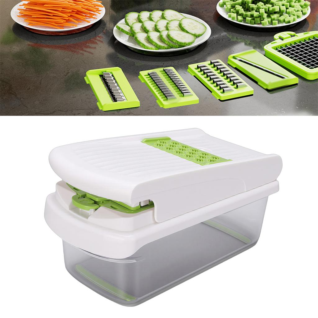 Multifunctional Food Chopper Stainless Steel Blades Integrated Vegetable Chopper and Spiralizer for Kitchen