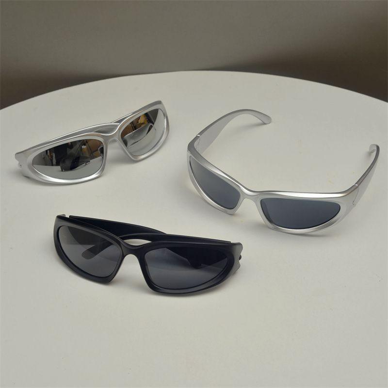 6PCS Y2K Cycling Sports Steampunk Sunglasses Women Punk Goggle Men Silver Mirror Shades Fashion Eyewear