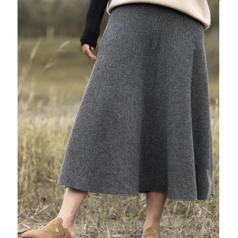 

Women s High-Waist Mid-Length Wool Pleated A-Line Skirt for Autumn/Winter One Size (up to 150 jin)