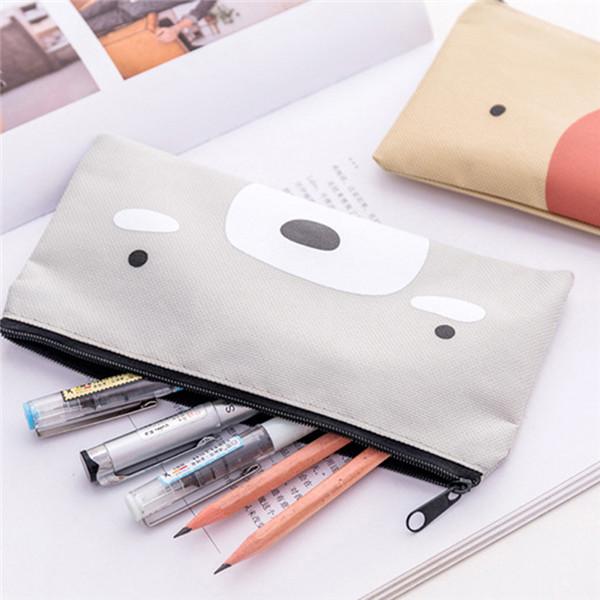 Unisex Cartoon Bear Oxford Pencil Bag Case Storage Bag Students Supplies Stationery Organizer