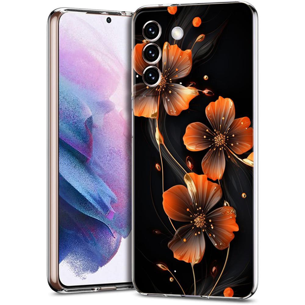 Phone Case For Samsung Galaxy S24 Ultra S23 FE S22 S20 S21 5G S10 S9 Plus S10E S8 Silicone Clear Beauty Flowers Leaves Cover