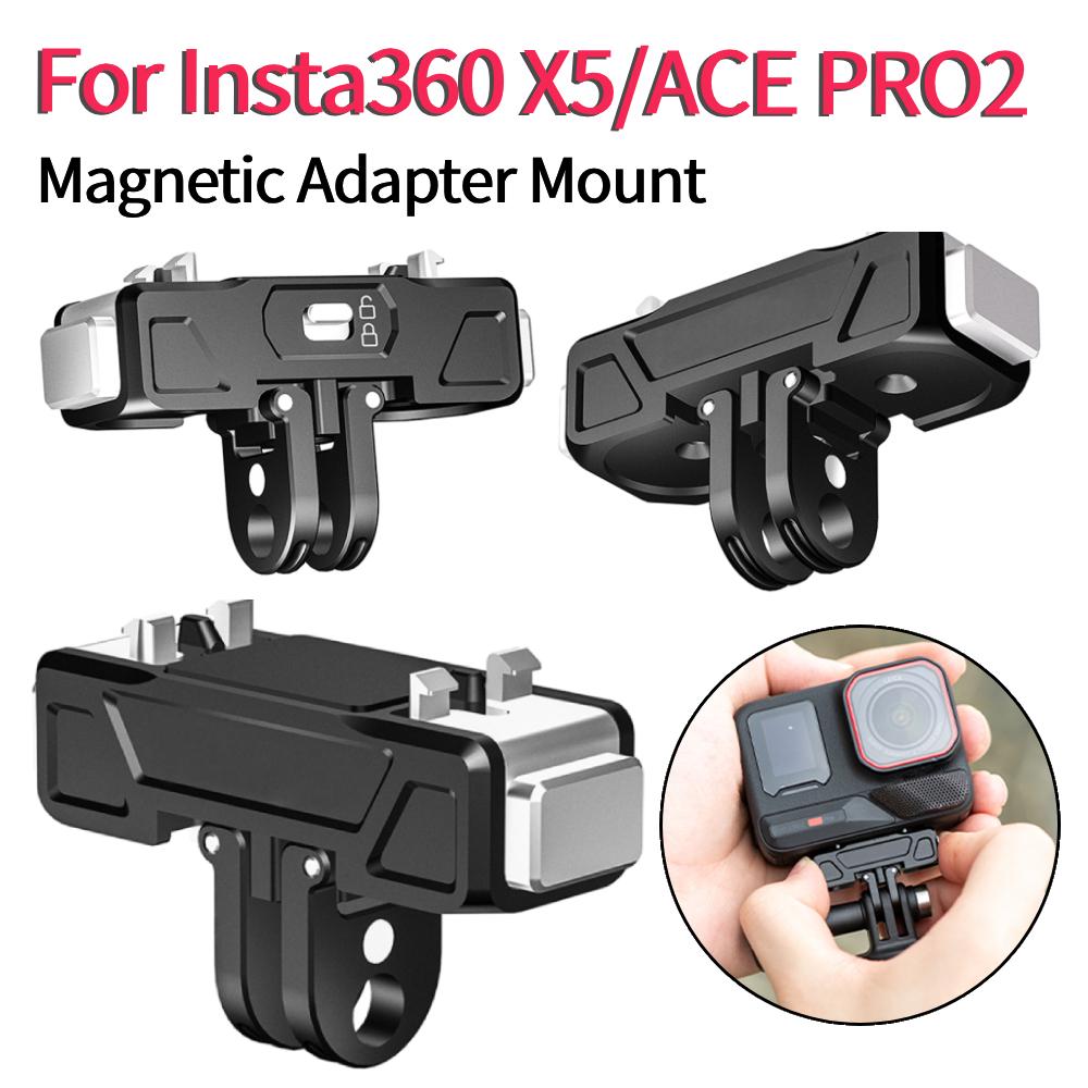 Magnetic Adapter Mount Quick Release Aluminum Alloy Foldable Plate Base Expansion Bracket for Insta360 X5/ACE PRO2 Accessories