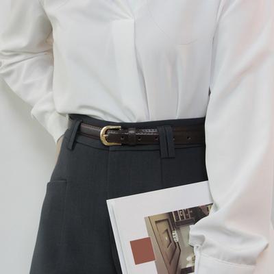 Yousheng Women Belt Imitation Leather Adjustable Length Thin Belt Solid Color Dress Shirt Tops Waistband Fashion Accessories