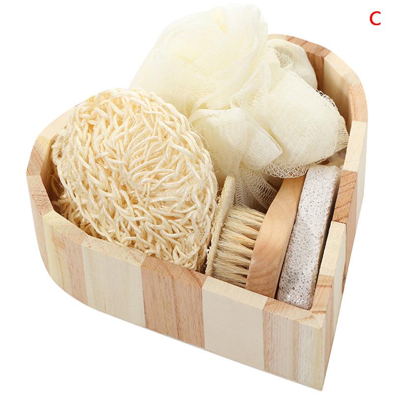 1 sada Spa Dárková krabička ve tvaru srdce Sada na čištění pokožky Koupel Lázeňský dárek pro ženy Květinová sada do koupele Sisal Rukavice na mytí zad Masážní přístroj