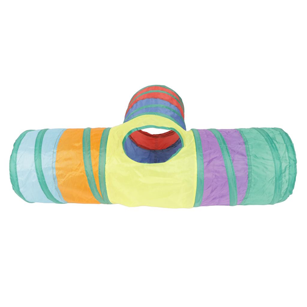 3 Way Cat Tunnel Collapsible Cat Tube Toy with Hanging Plush Ball for Rabbits Kittens and Dogs