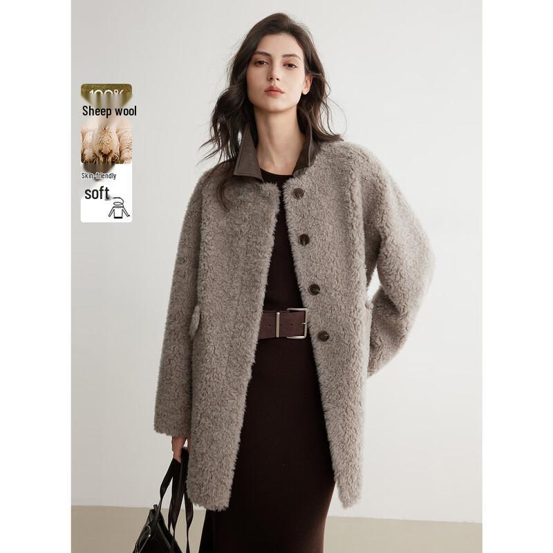 ELLE French Style 100% Sheep Wool Patchwork Coat M