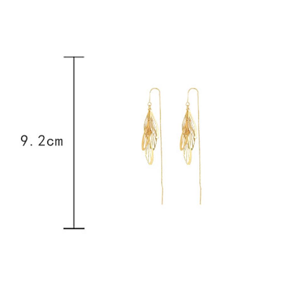 Light Luxury Versatile Super Immortal Temperament Leaf Long Tassel Earrings For Women