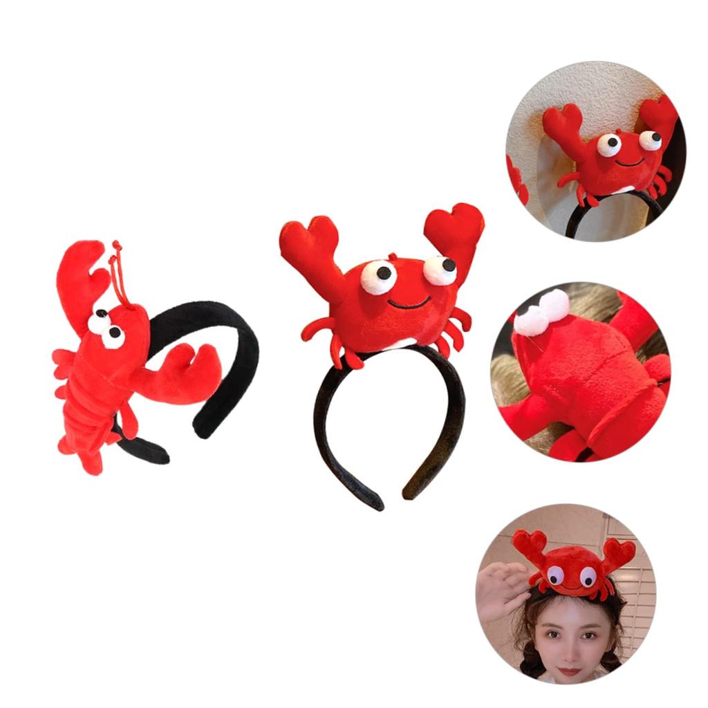 Minkissy 2-Piece Fabric Crayfish Headbands for Kids, Lobster Character Hair Accessories, Cute Headbands for Christmas, Halloween, and Cosplay