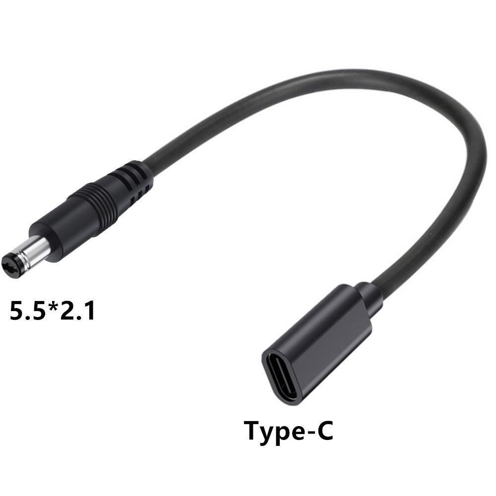 JUNSUNMAY 25cm Type-C Female To DC 5.5mm X 2.1mm Male Adapter Cable 5V 3A Power Extension Cord