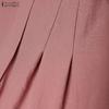 ZANZEA Women Casual Turn Down Collar Solid Color Loose Half Sleeve Long Dress