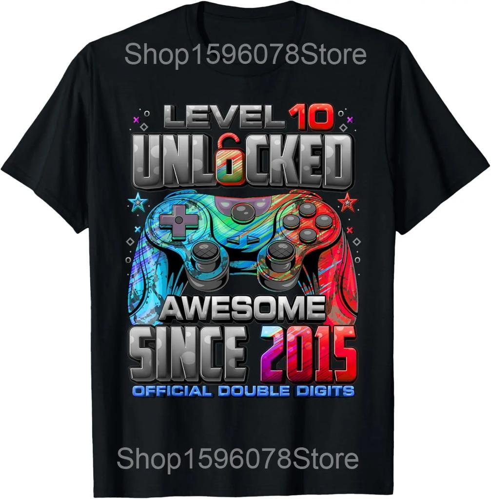 Hello Ten Est 2015 10th Birthday Girl 10 Year Old T Shirts Men Cotton Humor Streetwear Tee Short Sleeve Loose Clothing