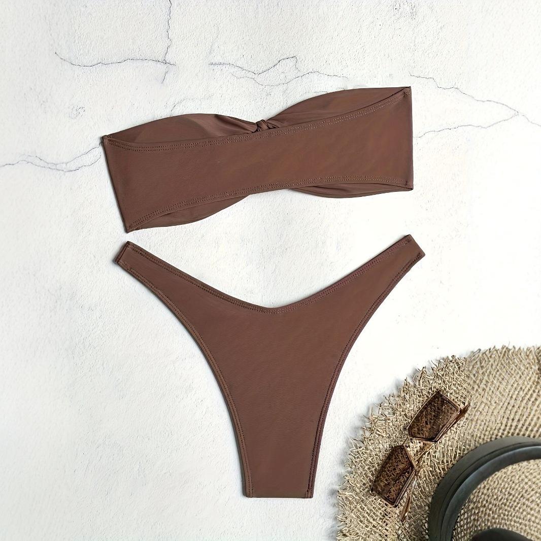 

Бикини однотонный сексуальный быстросохнущий обтягивающий купальник для отпуска Q XL