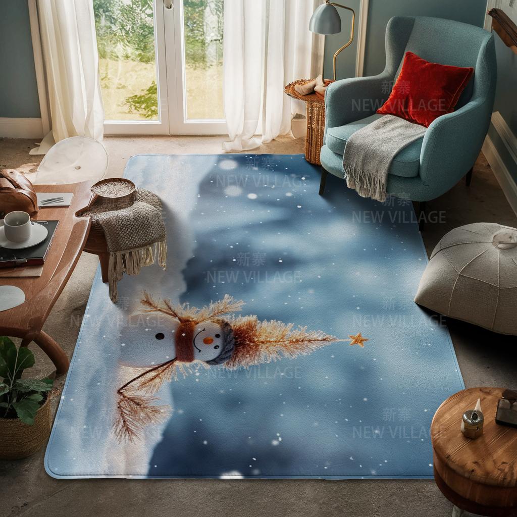 House Entrance Carpet Home Door Mat Living Room Bath Foot Bathroom Non-slip Water Absorption Rugs Bath Merry Christmas Winter