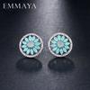 EMMAYA Luxury Light Blue Flower AAA Cubic Zirconia Stud Earings For Women Bridal Party Fashion Jewelry Brincos