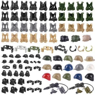 WW2 Military Building Blocks Vest German US Helmet Hat Flamethrower Weapon Accessories Belt Headphones Equipment Toys Gifts K027