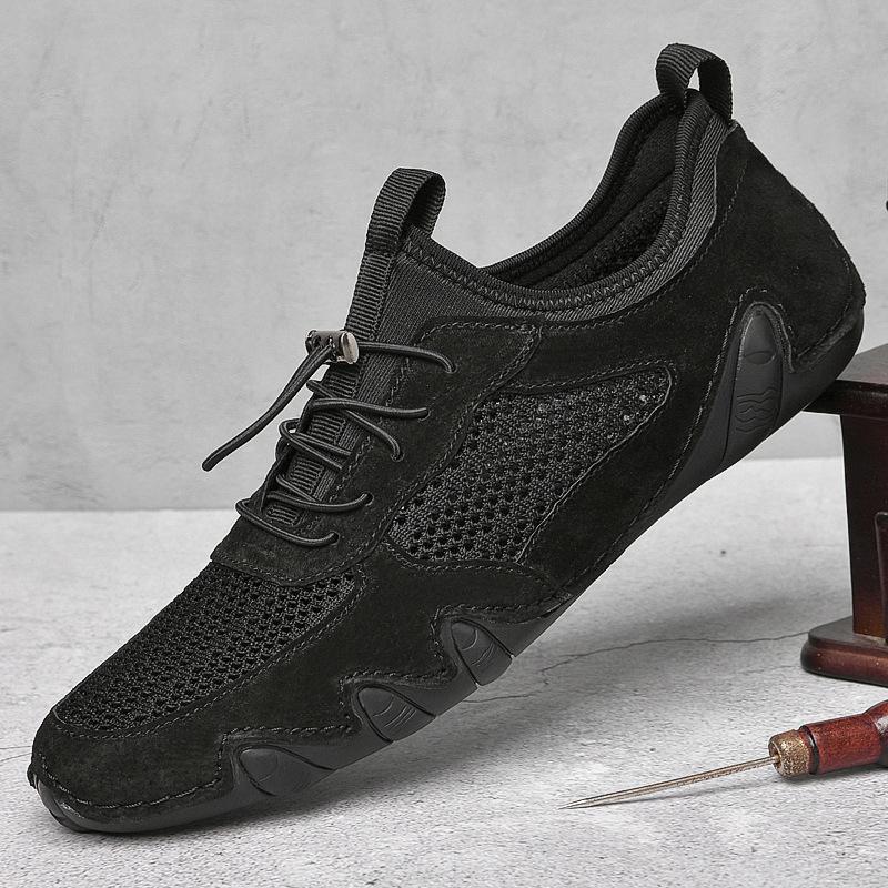 Popular Summer Men's Casual Sports Shoes Large Size Sewn Leather Mesh Shoes Octopus Men's Shoes Lazy Shoes