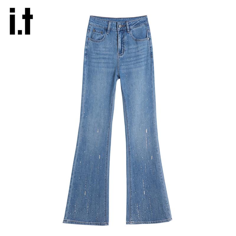 Izzue It Women's Rhinestone Micro Flare Jeans