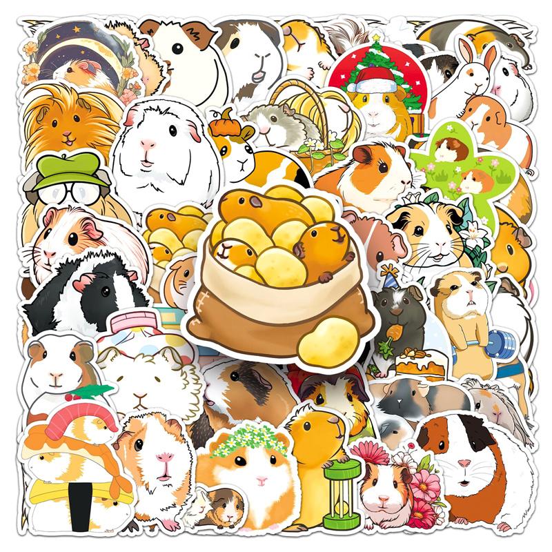 51Sheets Cute Cartoon Guinea Pig Graffiti Sticker Kawaii Aesthetic Stickers Laptop Notebook Suitcase Cup Diy Decoration Stickers