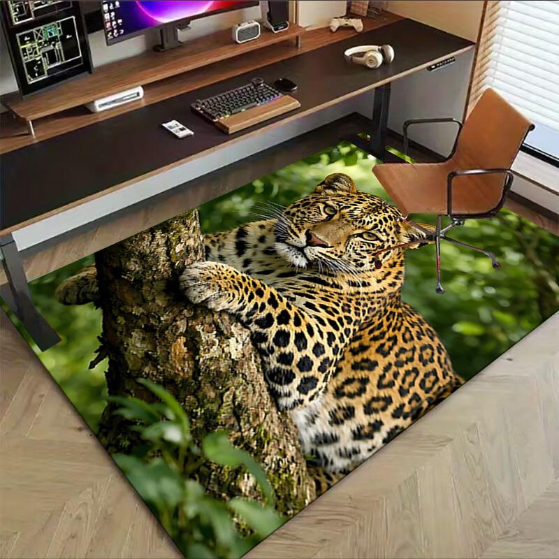 1PC Leopard Non-Slip Floor Carpet Compatible for Office&Living Room&Dining Room - Flat-Weave Machine- Soft & Pattern-E243