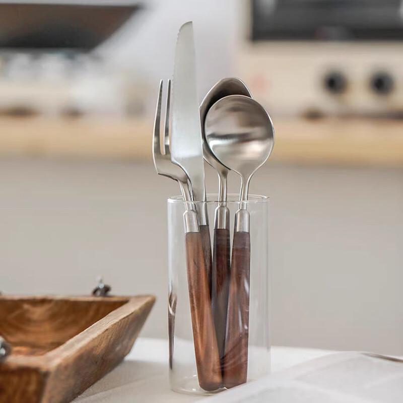 Abay Acier Inoxydable 304 Manche en Bois de Noyer Fourchette de Table