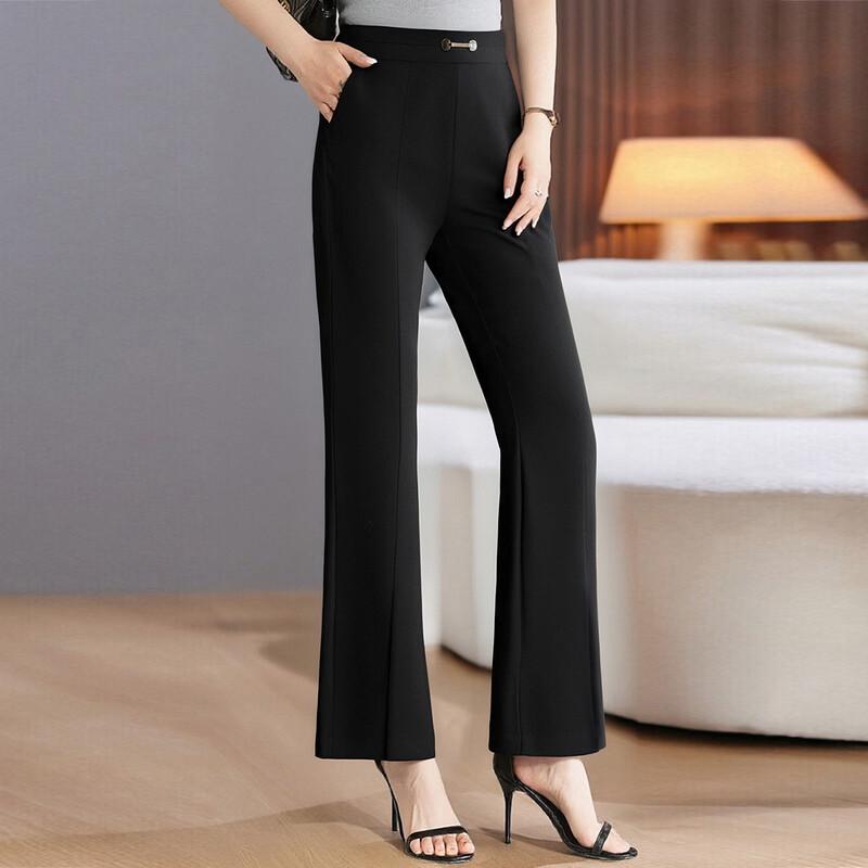 Pantaloni Casual a Zampa Lisci con Spacco da Donna