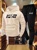 Men's AK Letter Print Casual Two-Piece Hoodie and Sweatpants Set