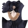 Stylish Bohemia Beach Party Fringed Fan Shape Dangle Women Stud Earrings Jewelry Gift