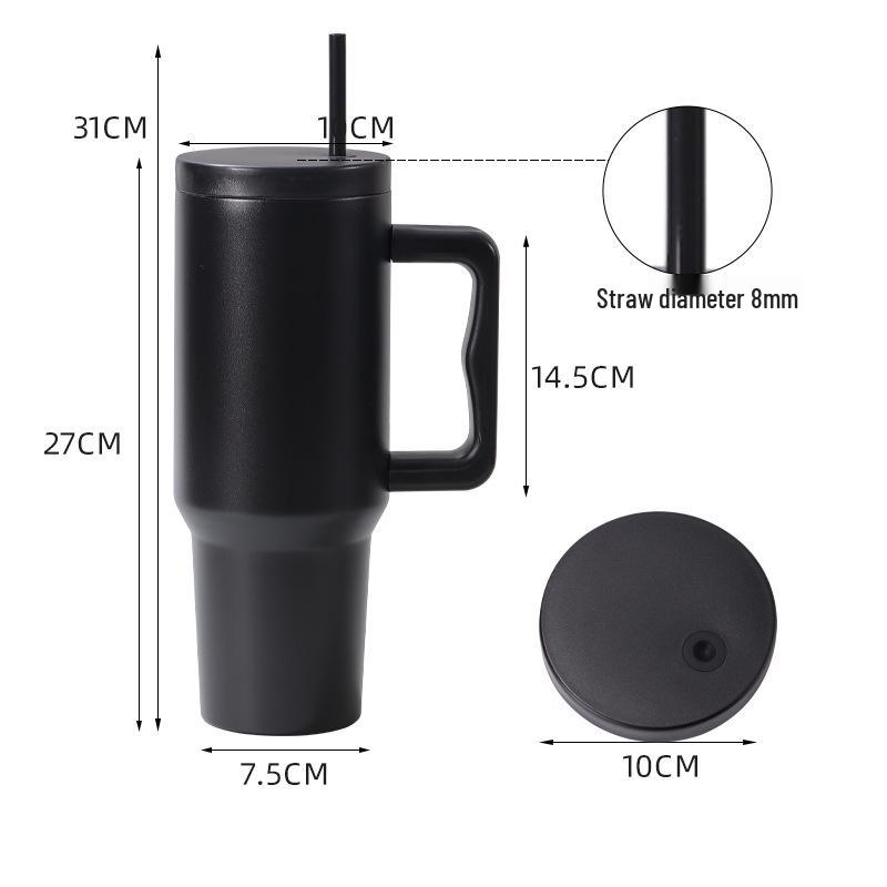 40oz Bärbar Rostfri Dubbelväggig Ismugg med Sugrör - Stor Kapacitet & Isolerad.