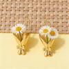 Romantic Gold Color DIY Flower Holder Earrings For Women Creative Insertable Flowers Bouquet Vase Earring Party Wedding Jewelry