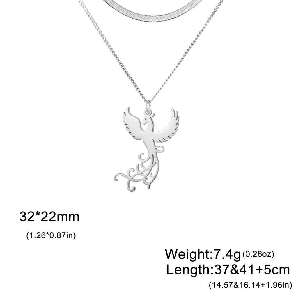 Exquisite Phoenix Flamingo Pendant Necklace Stainless Steel Natural Animal Unisex Rebirth Bird Natural Talisman Jewelry