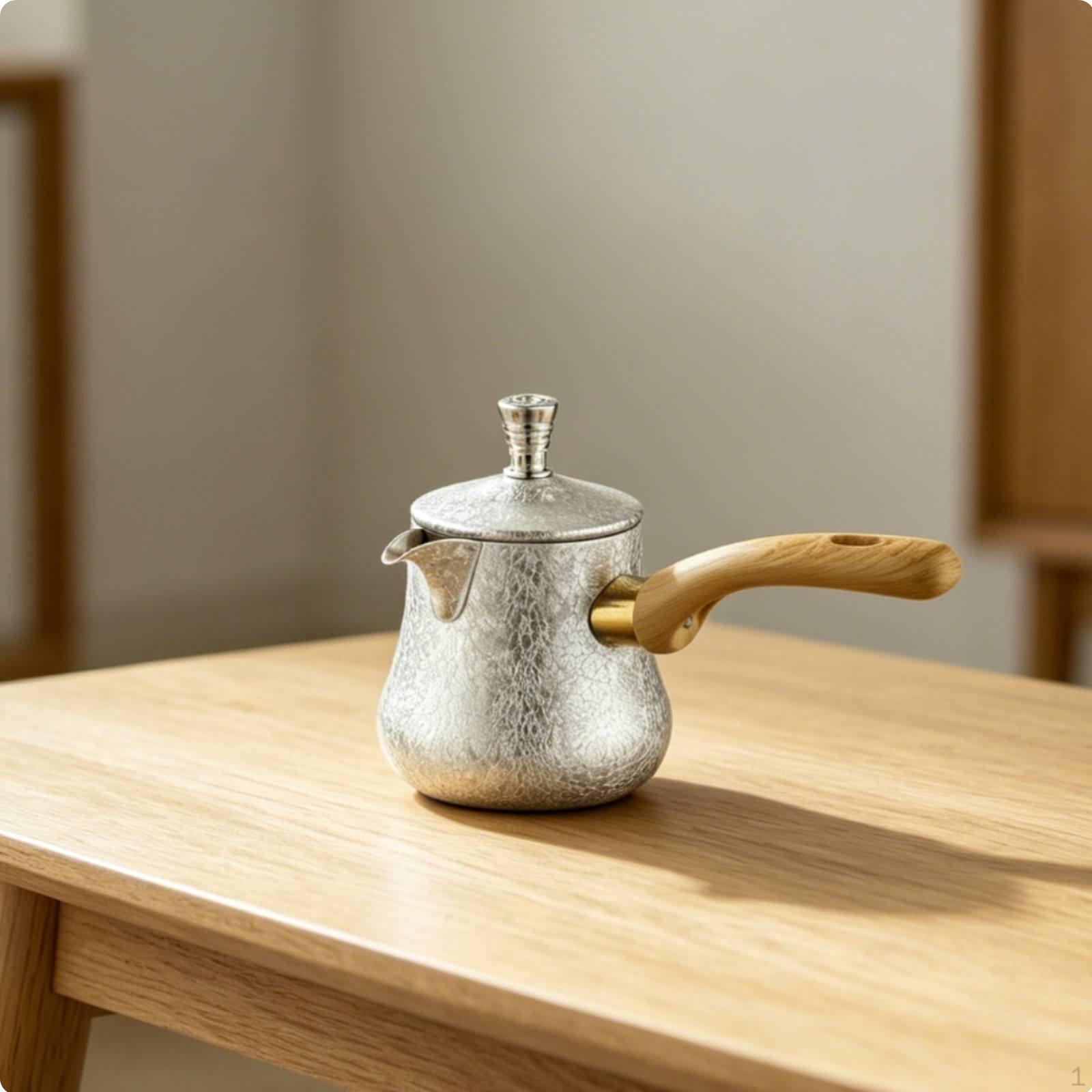 Cafetieră turcească Oțel inoxidabil Rezistent la rugină Distribuție uniformă a căldurii 900ML Silver Lid Style 1