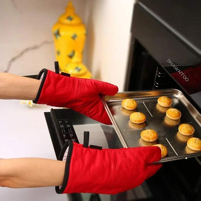 High Heat Resistant 500 Degree Non - slip Oven Mitts Microwave Gloves Baking Potholders Hot Grip Kitchen Utensils Cookware Parts