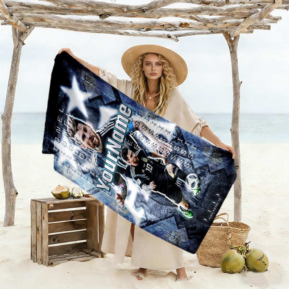 Messi Personalisiertes Text Strandtuch Hohe Saugfähigkeit & Schnelltrocknend Perfekt für Reisen Yoga Camping und Schwimmen