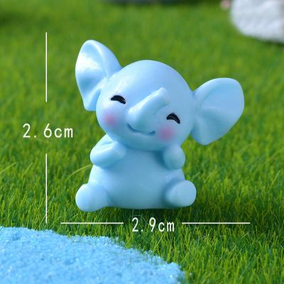 Cartoon Cute Blue Elephant Micro Landscape Desktop Decorative Ornaments Mini Elephant Diy Gadgets Home Figurines Statue