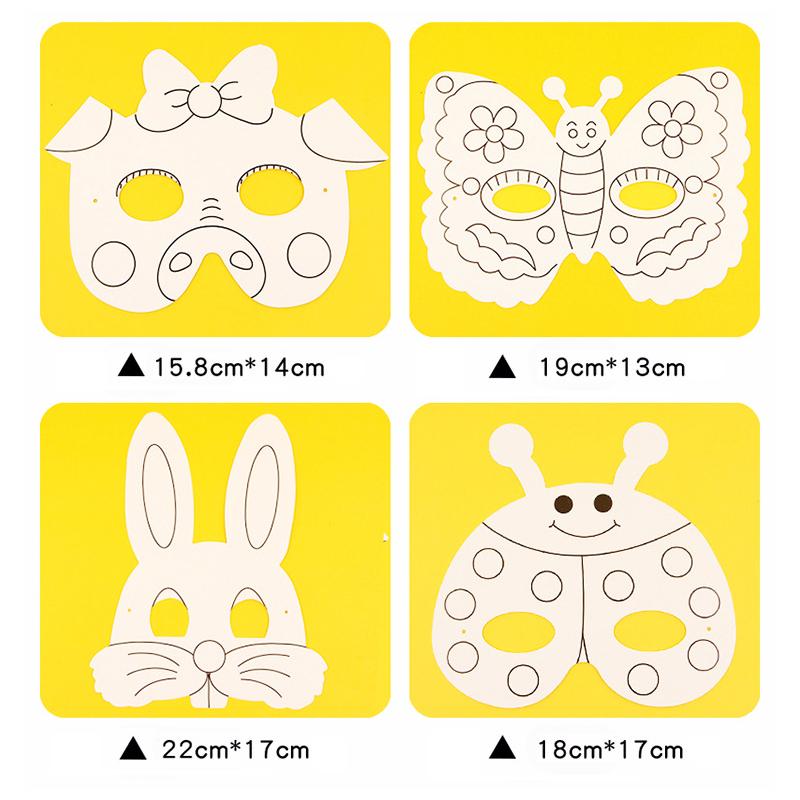 8Pcs Cartoon Animal Painting Masks Diy Color Kindergarten Graffiti Coloring Crafts Toys Children Creative Hand-Painted Fun Toys