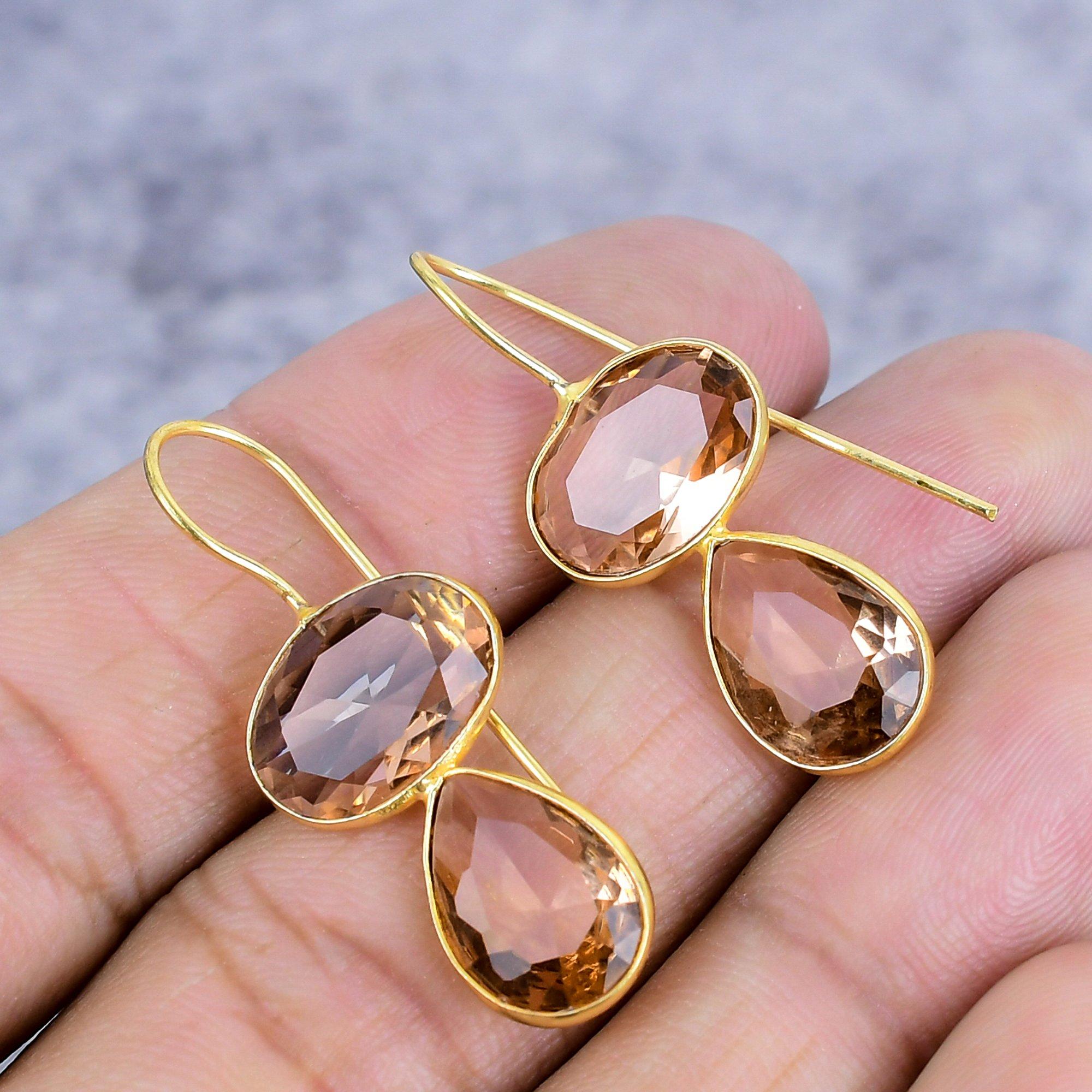 

Morganite Gemstone Handmade 925 Sterling Silver Jewelry Earring 1.46 M-2640