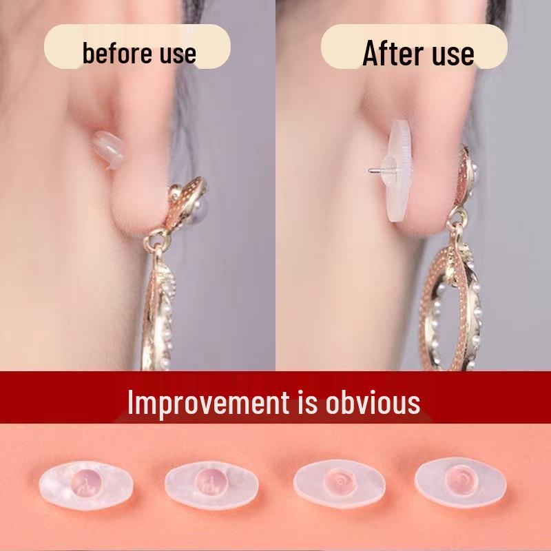 Transparent Silicone Earplug Backs, Food-Grade Anti-Drop, White Acrylic