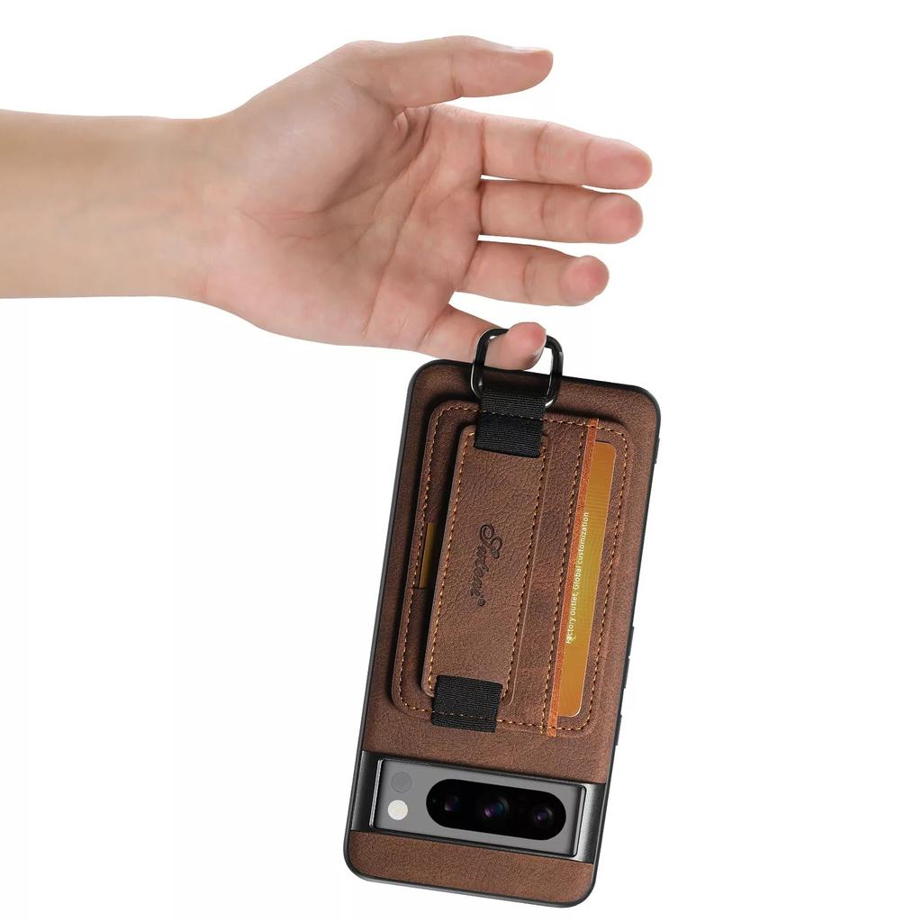 Brieftaschenhülle für Google Pixel 9 Pro 8 7 6 Pro Elastisches Handgelenkband Ständer Kartenfächer Halter Rückseite für Pixel 8A 7A 6A