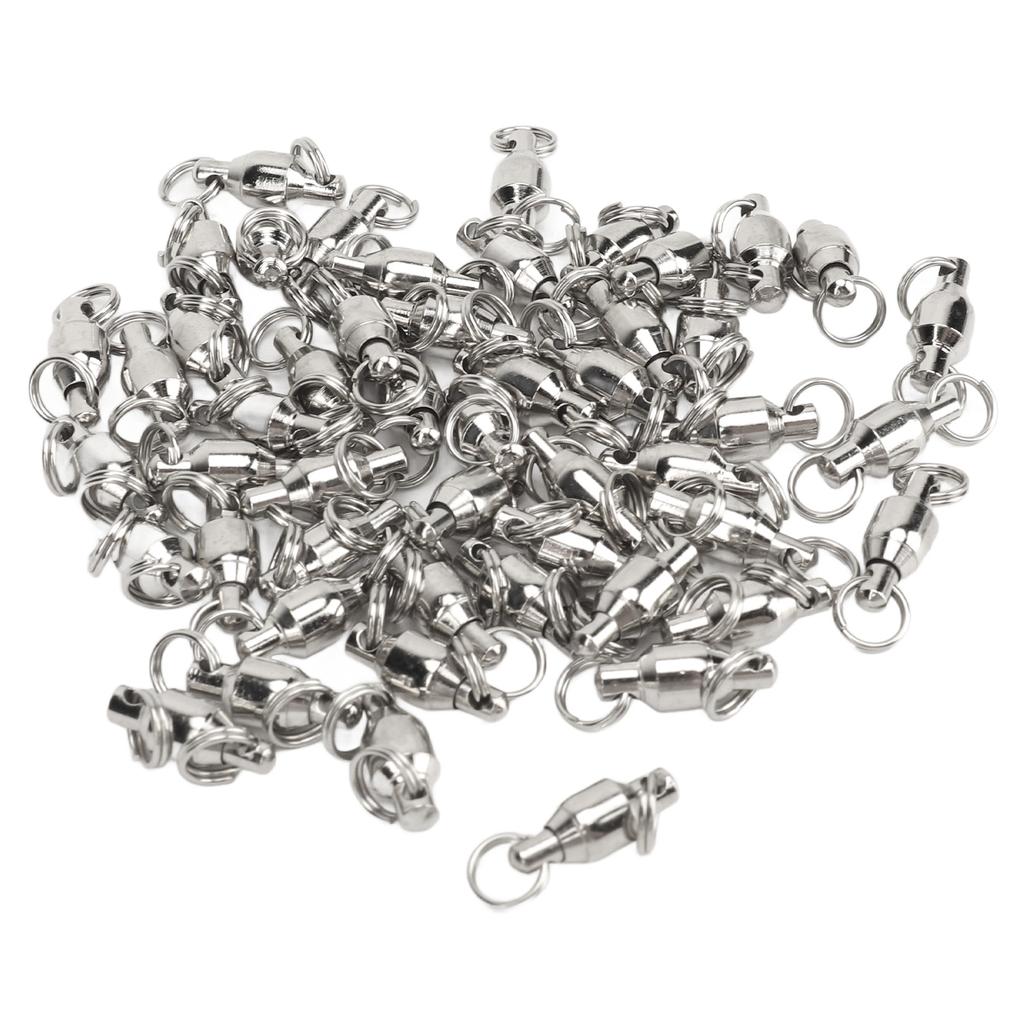 50pcs Ball Bearing Swivels Connector High Strength Stainless Steel  Welded Rings Barrel Swivels