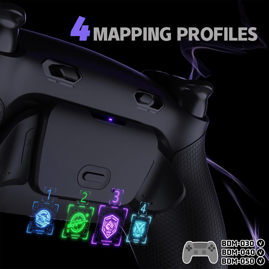 eXtremeRate RISE Plus MAX Back Paddle Kit for PS5 Controller 040 050 with Bottom Clicky Trigger Stops and Rubber Remappable Back Button Kit for PS5