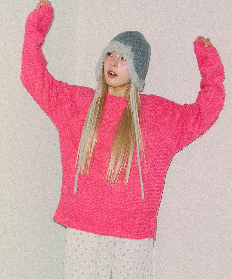 KOOKEESEE Fuzzy Knit Tee (Pink)