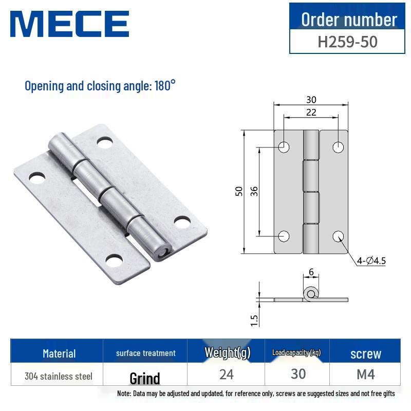 304 Stainless Steel Thickened Cabinet & Wooden Door Hinges