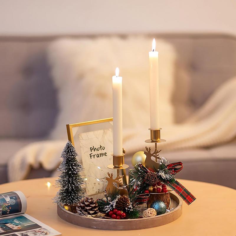 1PC Iron Artistic Deer Candlestick Stable Retro Christmas Personality Festive Use Repeatedly Atmosphere Candle Party