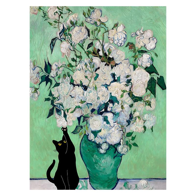 Van Gogh Black Cat Sunflowers Funny Art Matisse Monet Canvas Painting Posters And Prints Wall Pictures For Living Room Decor