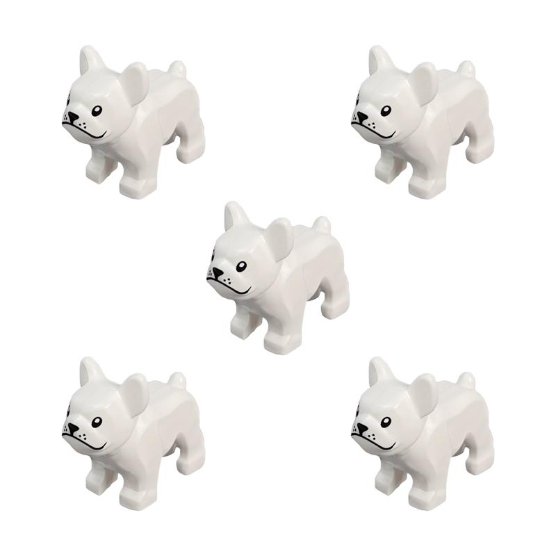 Mattoncini Compatibili Animali per Bambini MOC cane da Polizia con pelo dorato husky bulldog chihuahua modello mattoncini bambini Giocattoli Fai da Te 5p